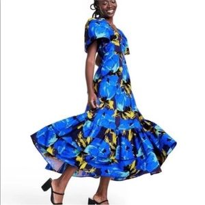 Limited Edition Christopher John Rogers Target Blue Floral Puff Sleeve Dress